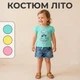 Костюм летний для девочки Finger с футболкой и шортами 3р 98 см бирюзовый - изображение 1