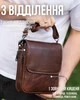 Мужская сумка через плечо 24х20х6, кожаная барсетка для города, коричневая - изображение 2