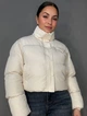 Куртка женская Fashion 3072 вафельная короткая с воротником-стойкой M молочная - изображение 4