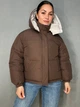 Куртка жіноча Fashions 87257 двостороння пуффер з капюшоном L коричнева з бежевим - зображення 1