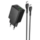 Мережевий зарядний пристрій Hoco N71 Nuevo PD30W+QC3.0 (1USB-A/1C) + кабель Type-C to Type-C Black - изображение 1