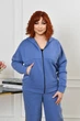 Теплый спортивный костюм женский (толстовка и палаццо) однотонный больших размеров с трехнитки на флисе 48-50 голубой - изображение 4