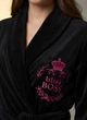 Женский махровый халат Family Tradition велюровая махра с вышивкой S чёрный Классика BOSS - изображение 4