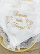 Утеплённая крыжма для девочки Family Tradition велюровая махра с вышивкой и кружевом 100х100 см белая Узоры Крещения - изображение 3