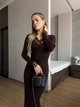 Жіноча силуетна сукня міді з мереживом Uaclothes 42-44 Коричневий (like36769-171951349) - зображення 2
