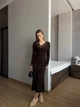 Жіноча силуетна сукня міді з мереживом Uaclothes 42-44 Коричневий (like36769-171951349) - зображення 4