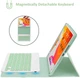 Клавіатурний чохол LUCKYDIY A5618 для iPad 10 2 дюймів 7 та 8 покоління 2019-2020 років зелений Bluetooth магнітна знімна клавіатура QWERTY тримач для олівця - зображення 3