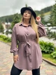 Удлиненная женская блуза с поясом больших размеров Мокко, 56/58 - изображение 5