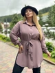 Удлиненная женская блуза с поясом больших размеров Мокко, 56/58 - изображение 6