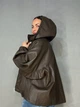 Куртка женская Dolly Villa 6396 из экокожи оверсайз с капюшоном большие размеры XL коричневая - изображение 2