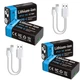 Акумулятори Крона 9V (6F22) з USB роз'ємом 4400mWh Pujimax Black (4 шт + 2 кабеля) (16217-4) - зображення 2