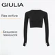 Женский кроп-лонгслив с акцентными митенками Giulia FLEX LONGSLEEVE ACTIVE XXS/XS Black, спортивный кроп топ из микрофибры - изображение 1