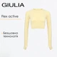 Женский кроп-лонгслив с акцентными митенками Giulia FLEX LONGSLEEVE ACTIVE XXS/XS Yellow-lemon grass, спортивный кроп топ из микрофибры - изображение 1
