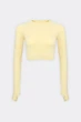 Женский кроп-лонгслив с акцентными митенками Giulia FLEX LONGSLEEVE ACTIVE XXS/XS Yellow-lemon grass, спортивный кроп топ из микрофибры - изображение 2