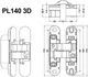 Прихована петля (завіса) PL140 3D (24×110 мм) для міжкімнатних дверей (до 40 кг) матова біла, PL140.WH - зображення 2