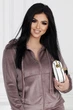 Велюровый спортивный костюм на молнии с капюшоном Q4139 L-XL (50-52) Какао - изображение 4