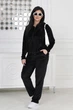 Велюровый спортивный костюм на молнии с капюшоном Q4139 L-XL (50-52) Черный - изображение 2