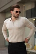 Джемпер мужской Mad замок в рубчик 2XL бежевый - изображение 3