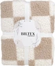Плед Biltex Sherpa бежевый с принтом Derby Двуспальный 180х200 см (4820298414237) - изображение 1