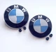 Комплект емблем BMW 82 мм, 74 мм, 2шт. на Капот + Багажник зі втулками, G20 G21 G30 G31 Г20 Г21 Г30 Г31, (8132375), значок Кузов G, Біло-Синій - зображення 1