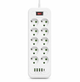 Подовжувач мережевий фільтр 5м. на 10 розеток + 4 USB + 1 Type-C Хаб Power Filtr M-1226 White - зображення 1