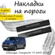 Накладки на пороги Volkswagen TRANSPORTER / MULTIVAN (T5/T6) Фольксваген Транспортер / Мультиван 5/6 2003-2015 / 2015-2021 Нержавеющая сталь Внутренние 2 шт. Цвет Карбон - изображение 1