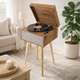 Вініловий програвач Audizio Fremont Wood на ніжках, Bluetooth IN/OUT, вбудовані динаміки, фонокоректор і підсилювач, ретро програвач платівок у дерев’яному корпусі, музичний центр для дому - зображення 1