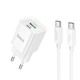 Зарядний комплект Hoco C147A Mini charger 1USB-C/1USB PD/QC 20W(5V/3A) кабель Type-C to Type-C 1 метр White - зображення 1