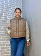 Жилетка женская Lady Yep 9039 стеганная короткая вставка из экокожи на спине 46 капучино - изображение 4