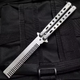 Складная расческа «Бабочка» из нержавеющей стали для волос и бороды, серебряный - изображение 2