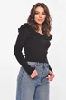 Кофта женская с рюшами однотонная черного цвета Fashion размер 42-44 (210190) - изображение 2
