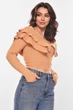 Кофта женская с рюшами однотонная бежевого цвета Fashion размер 40-42 (210179) - изображение 2