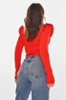 Кофта женская с рюшами однотонная красного цвета Fashion размер 40-42 (210180) - изображение 3