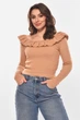 Кофта женская с рюшами однотонная бежевого цвета Fashion размер 42-44 (210186) - изображение 1