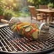 Цилиндрическая решетка для запекания овощей , морепродуктов и мяса на гриле, круглая сетчатая емкость 20×9,5 см из нержавеющей стали с крышкой и ручкой для жарки на мангале, QBB-5633 - изображение 2