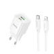 Зарядний комплект Hoco C147A Mini Charger 1USB-C/1USB PD/QC 20W(5V/3A) кабель Type-C to Lightning 1 метр Білий - зображення 1
