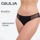 Женские трусы бразилианы из микрофибры, декорированы сеткой Giulia (L5135BR-M) М Black-Черный, трусики с низкой посадкой, нижнее белье повседневное - изображение 1