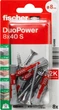 Kołek uniwersalny Fischer DuoPower 8 x 40 S z wkrętem 8 szt. 534998 (4048962237078) - obraz 1