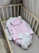 Кокон для новонародженого велюр рожевий з крилами - зображення 4