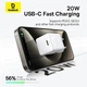 Мережевий зарядний пристрій 20W Baseus Palm Type-C Fast Charger швидка зарядка PD/QC + кабель Baseus Mini White Cable Type-C to Lightning 20W 1m E0116400 Moon White - зображення 7