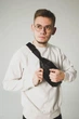 Чоловіча бананка SL001, чорна – шкіряна сумка на пояс з натуральної шкіри для щоденного використання + подарункове пакування - изображение 5