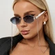 Сонцезахисні окуляри No Brand шестигранні з ланцюжком Delight темно-сині з сріблом та білим - зображення 1