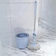 Швабра з віджимом і відром 8 л комплект для вологого прибирання безконтактний віджим телескопічна ручка до 131 см кругла насадка мотузкова Блакитний - зображення 3