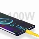 Силиконовый кабель USB C на C 100W PD для быстрой зарядки телефона и планшета желтый 2 метра 3 А - изображение 4