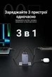 Зарядний пристрій GaN Ugreen Nexode Pro X757 100 Вт 3 порти (2xUSB-C, USB-A) + кабель USB-C 1.5 м Сірий (25874) - зображення 3