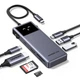 USB-C хаб Ugreen Uno CM889 7-в-1 HDMI 4K 60 Гц PD 100 Вт USB 3.2 SD/TF з LED-дисплеєм Сірий (75179) - зображення 1