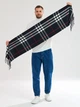 Шарф кашемировый черный мужской клетка - изображение 3