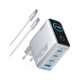 Зарядний пристрій Anker Laptop GaN 140W 3xUSB-C PD3.1 + USB-A + display + cable Silver (B2697G41) ANKER B2697G41 971064 - зображення 1