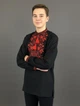 Підліткова чорна вишиванка для хлопчика підлітка Ноко "Модерн червоний" 168 - зображення 2