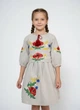 Дитяча бежева сукня-вишиванка для дівчинки Ноко "Мак-волошки" 128 - зображення 1